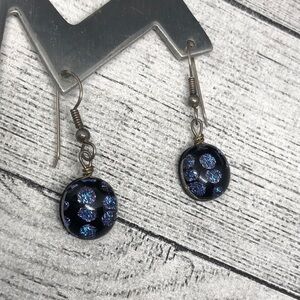 ARTISAN dichroic art glass sterling silver 925 earrings